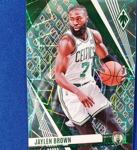 2023-24 Panini Phoenix #77 Jaylen Brown Green Prizm Basketball Card - Celtics NBA Finals MVP